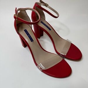 Stuart Weitzman Clear Red Leather Heels